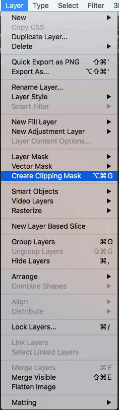 Photoshop: create clipping mask